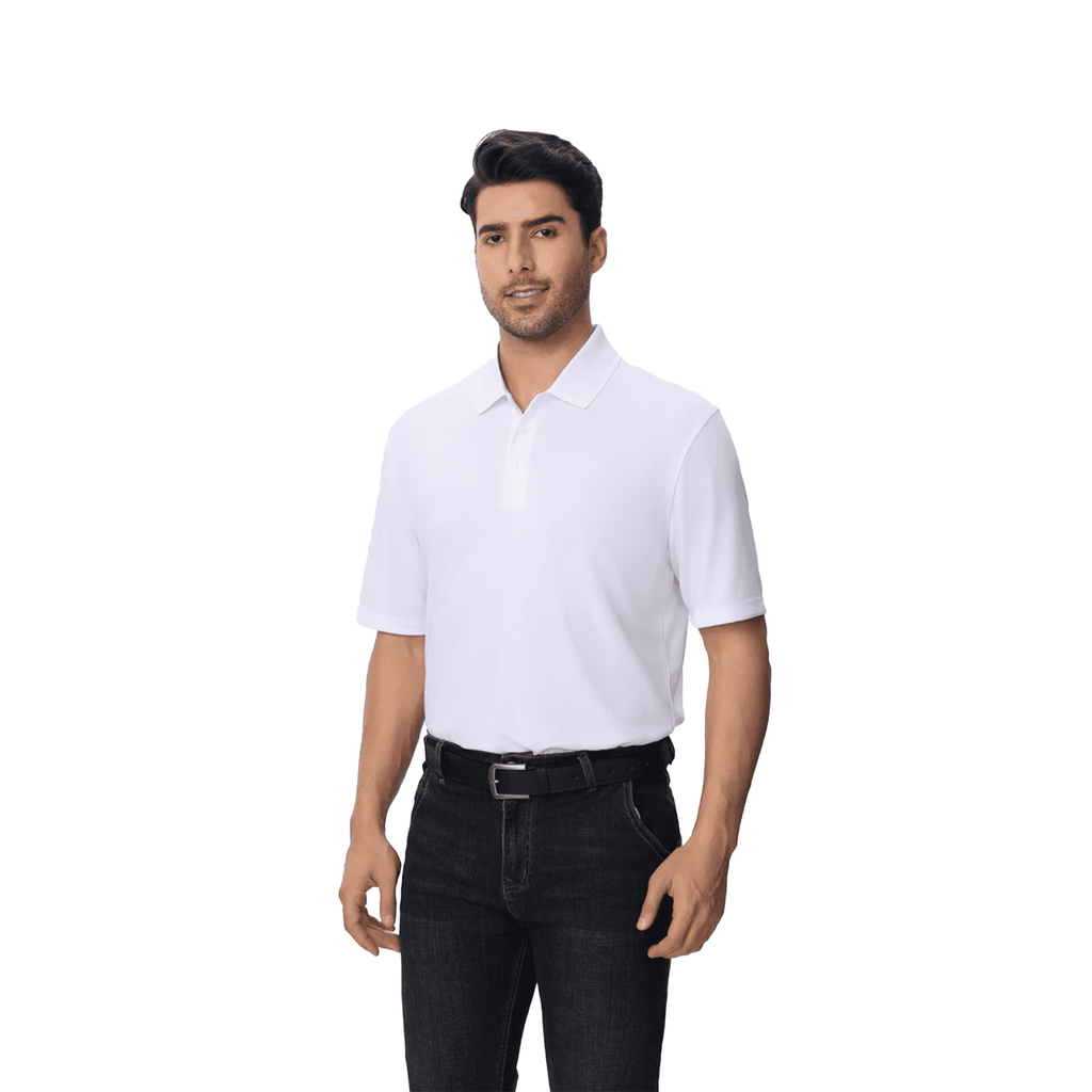 Zfeel Men's Pure Dry Fit Poly Polo T-Shirt, Short Sleeve, 100 Percent Polyester, White, S, 3 Pack