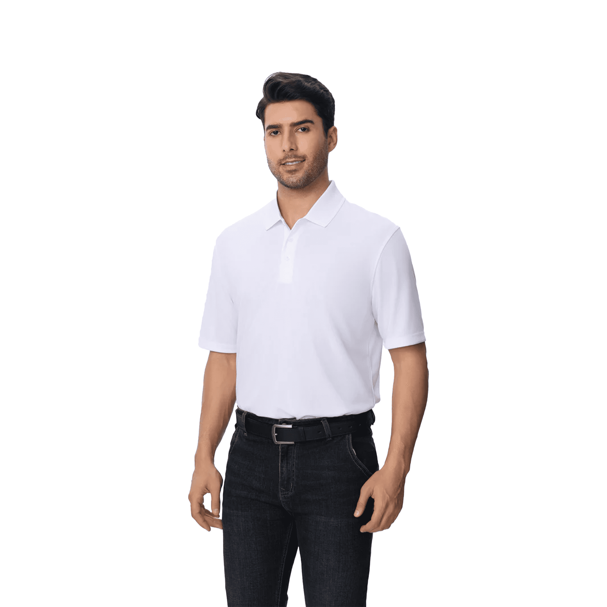Zfeel Men's Pure Dry Fit Poly Polo T-Shirt, Short Sleeve, 100 Percent Polyester, White, S, 3 Pack