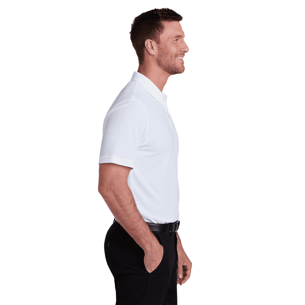 Zfeel Men's Pure Dry Fit Poly Polo T-Shirt, Short Sleeve, 100 Percent Polyester, White, S, 3 Pack