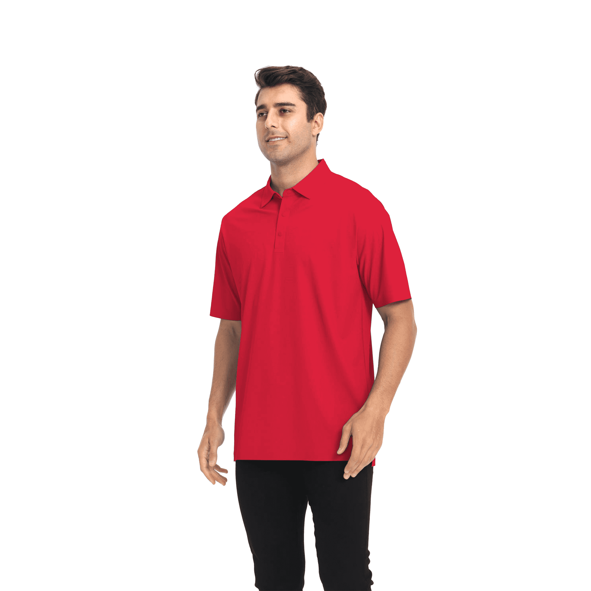 Zfeel Men's High Performance Pure Dry Fit Poly Polo Shirt, Short Sleeve Durable Red Tee, S, 5 Pack