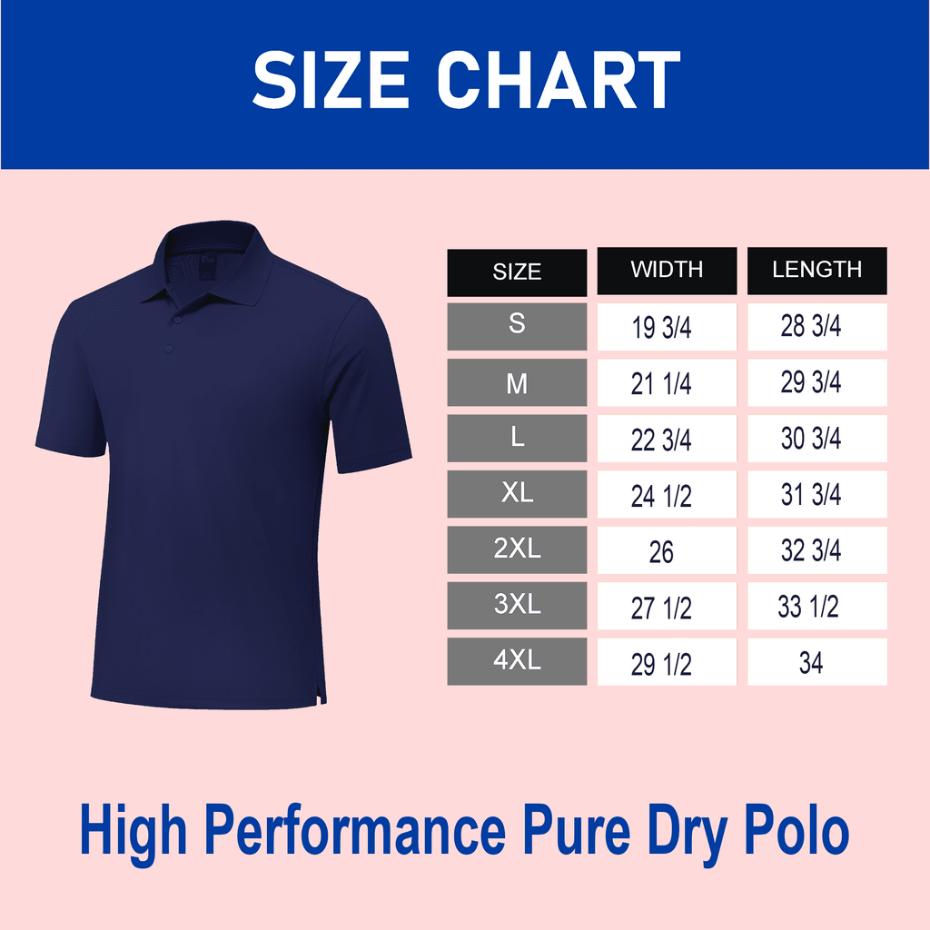 Zfeel Men’s Dry Fit Poly Polo Shirt, High Performance, Short Sleeve, Polyester, Navy, S, 3 Pack