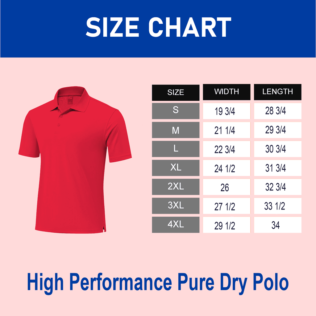 Zfeel Men's High Performance Pure Dry Fit Poly Polo Shirt, Short Sleeve Durable Red Tee, S, 5 Pack
