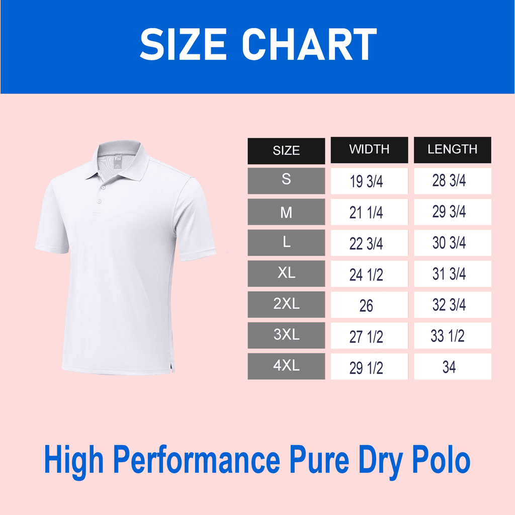 Zfeel Men's Pure Dry Fit Poly Polo T-Shirt, Short Sleeve, 100 Percent Polyester, White, S, 3 Pack