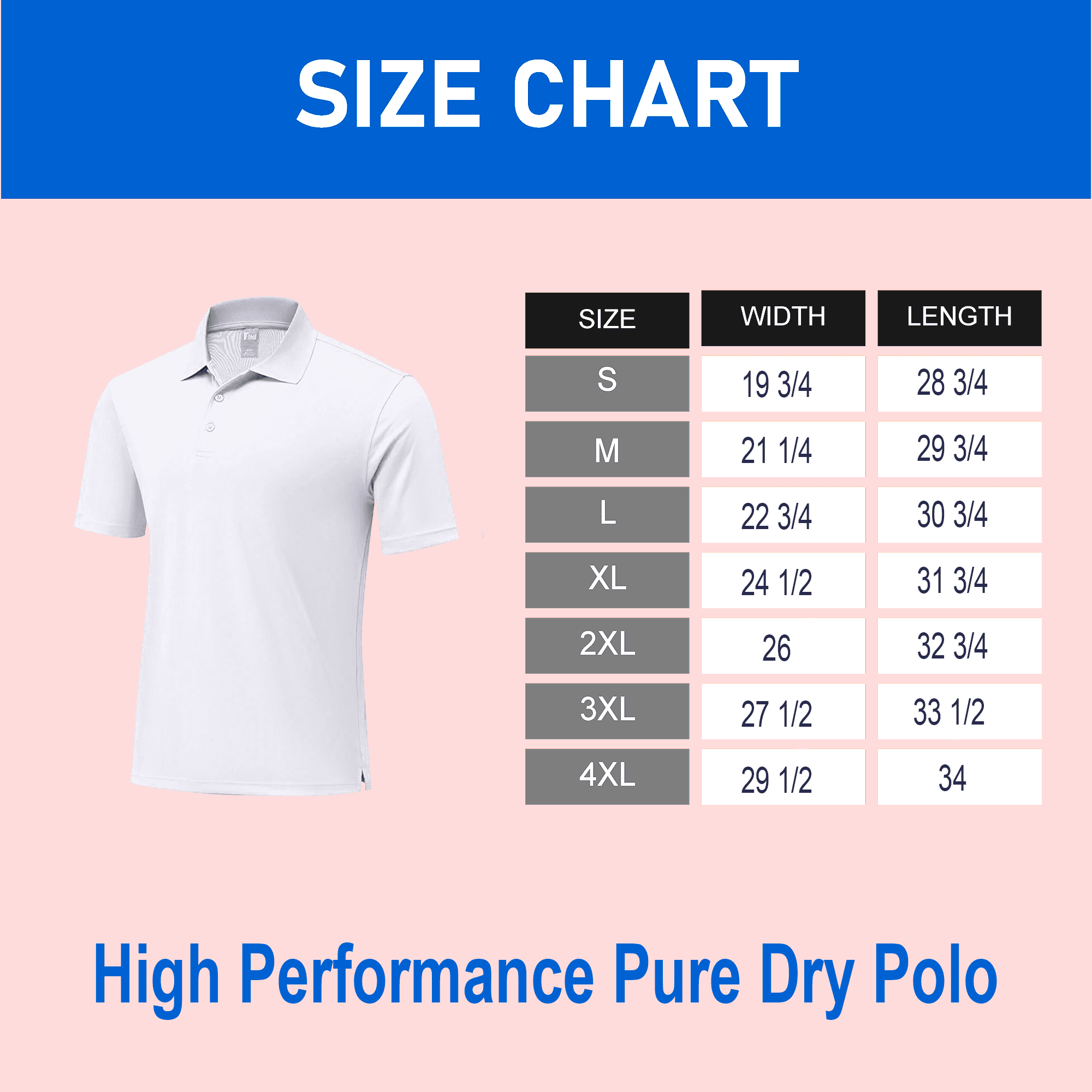 Zfeel Men's Pure Dry Fit Poly Polo T-Shirt, Short Sleeve, 100 Percent Polyester, White, S, 3 Pack
