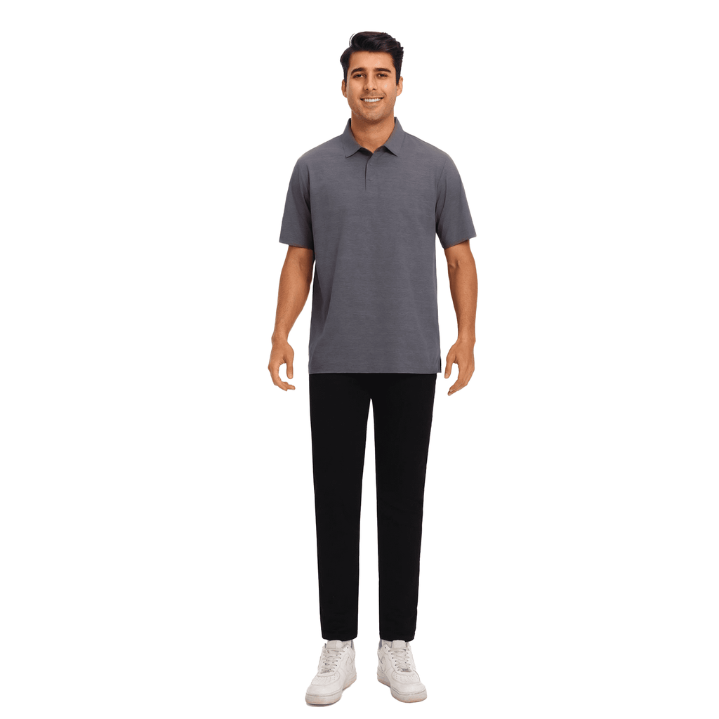 Zfeel Men's High Performance Pure Dry Fit Poly Polo T-Shirt, Iron Grey, Polyester, Size L, 4 Pack