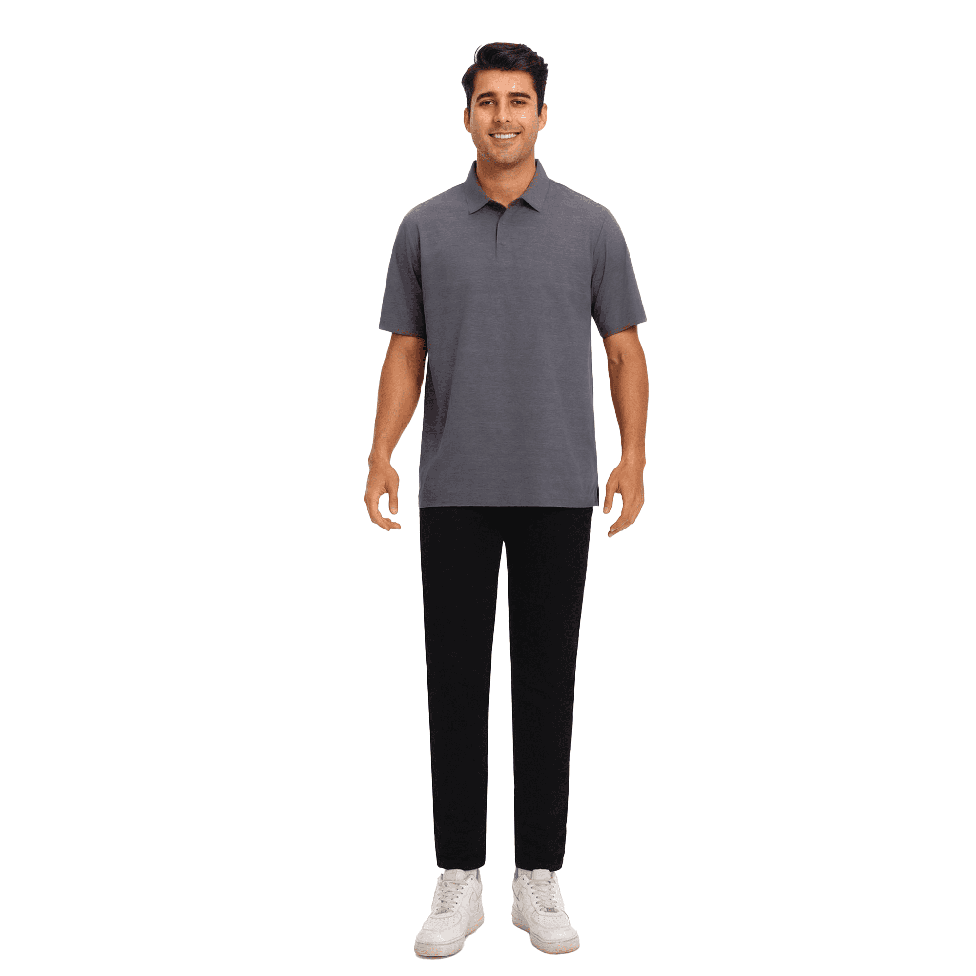 Zfeel Men's High Performance Dry Fit Poly Polo Shirt, Short Sleeve Collared, lron Grey, 3 Pack S-4XL
