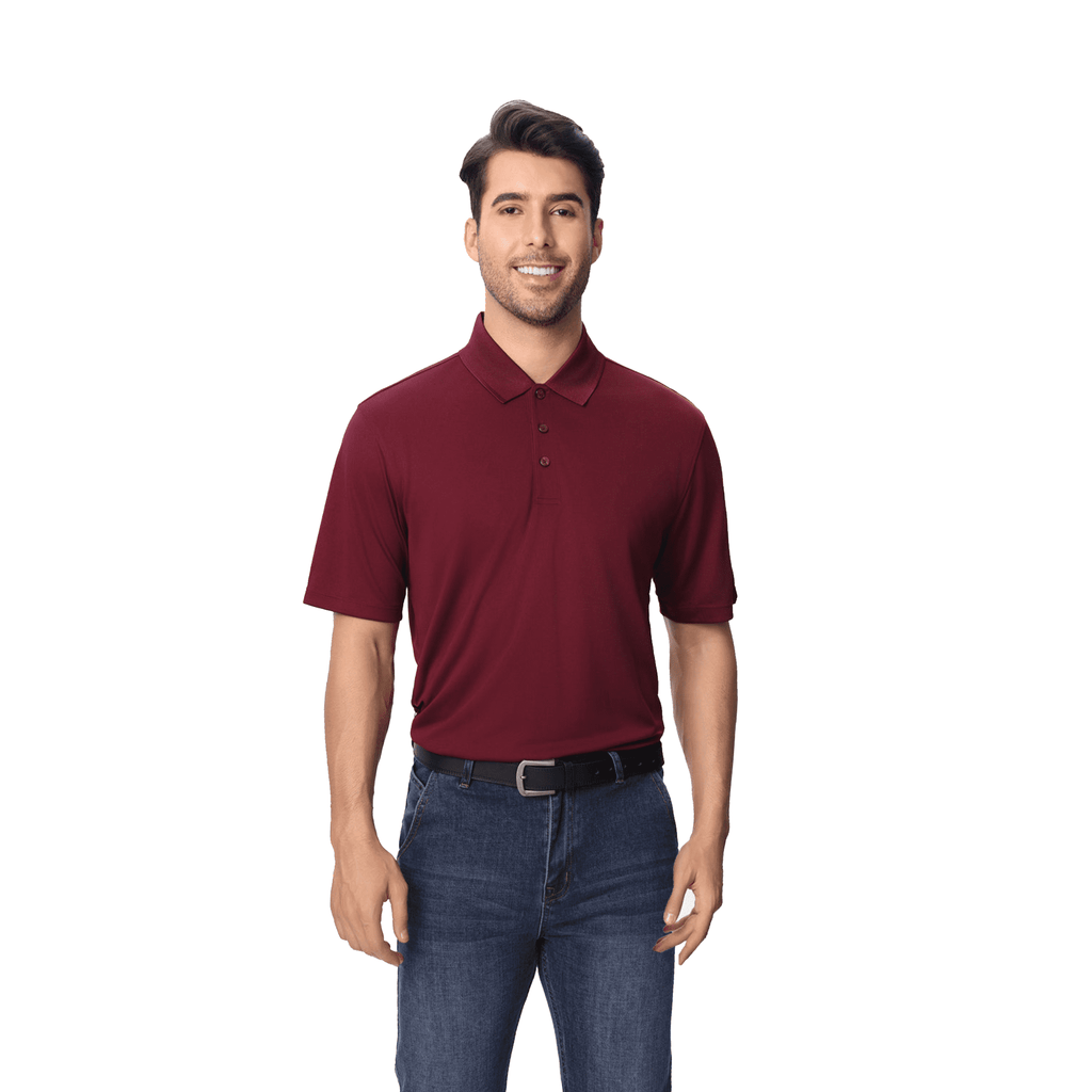 Zfeel Men's Short Sleeve Pure Dry Fit Polo Shirt, 100 Percent Polyester, Maroon Color, 3 Pack, L