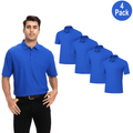 Zfeel Men Short Sleeve Pure Dry Fit Poly Polo Shirt, High Performance, Polyester, Royal, 4 Pack, M