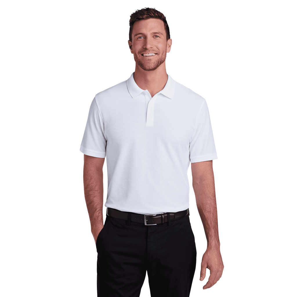 Zfeel Men's Pure Dry Fit Poly Polo T-Shirt, Short Sleeve, 100 Percent Polyester, White, S, 3 Pack