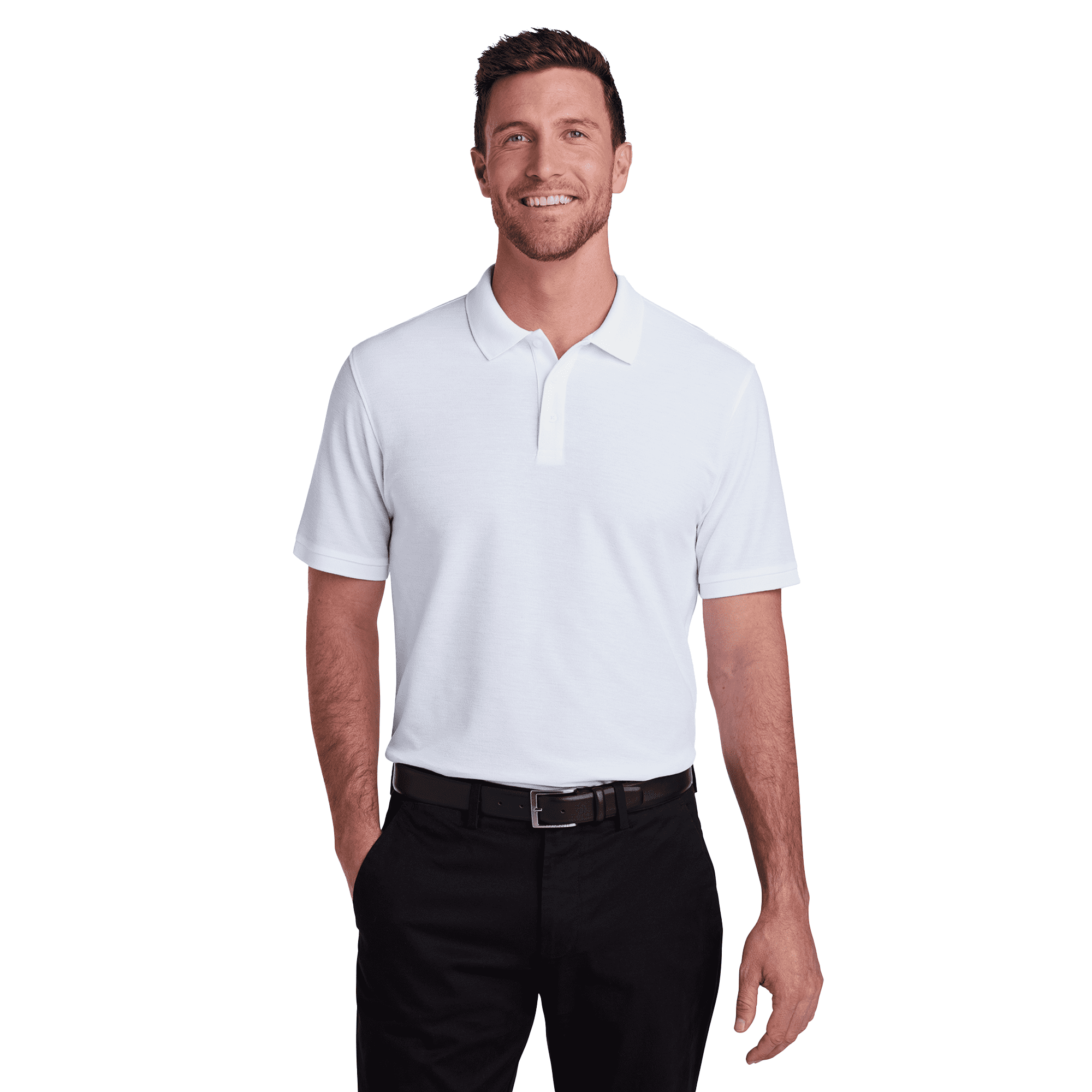 Zfeel Men's Pure Dry Fit Poly Polo T-Shirt, Short Sleeve, 100 Percent Polyester, White, S, 3 Pack