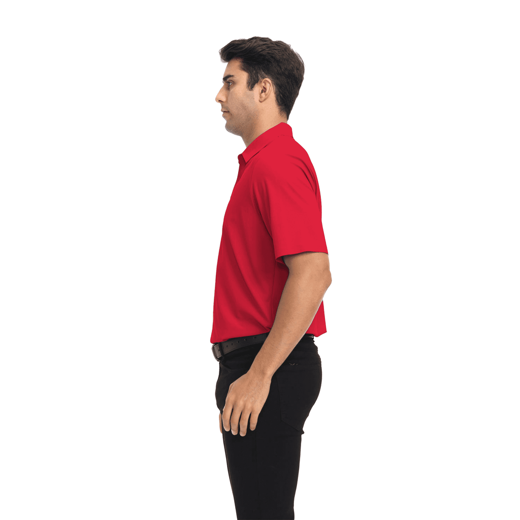 Zfeel Men's High Performance Pure Dry Fit Poly Polo Shirt, Short Sleeve Durable Red Tee, S, 5 Pack