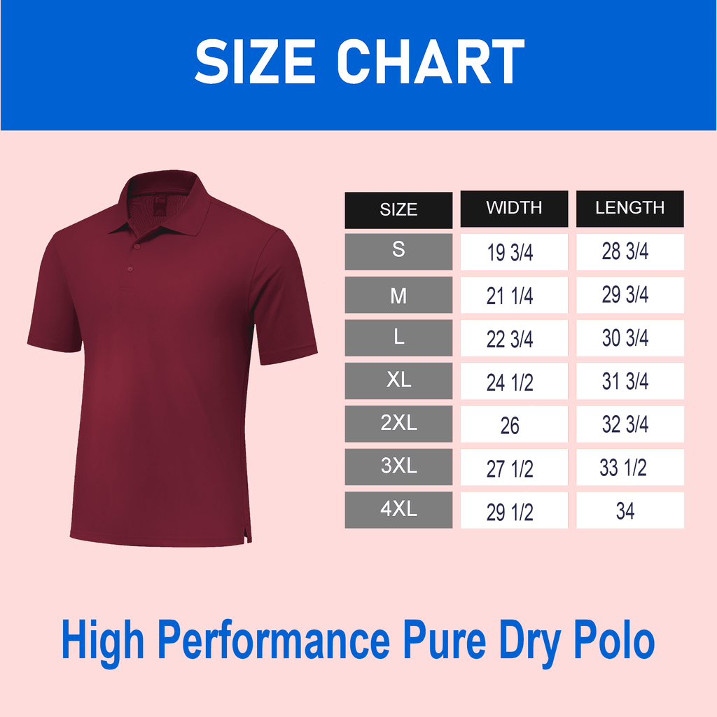 Zfeel Men Pure Dry Fit High Performance Poly Polo Shirt, Short Sleeve Polyester, Maroon, 4 Pack, L